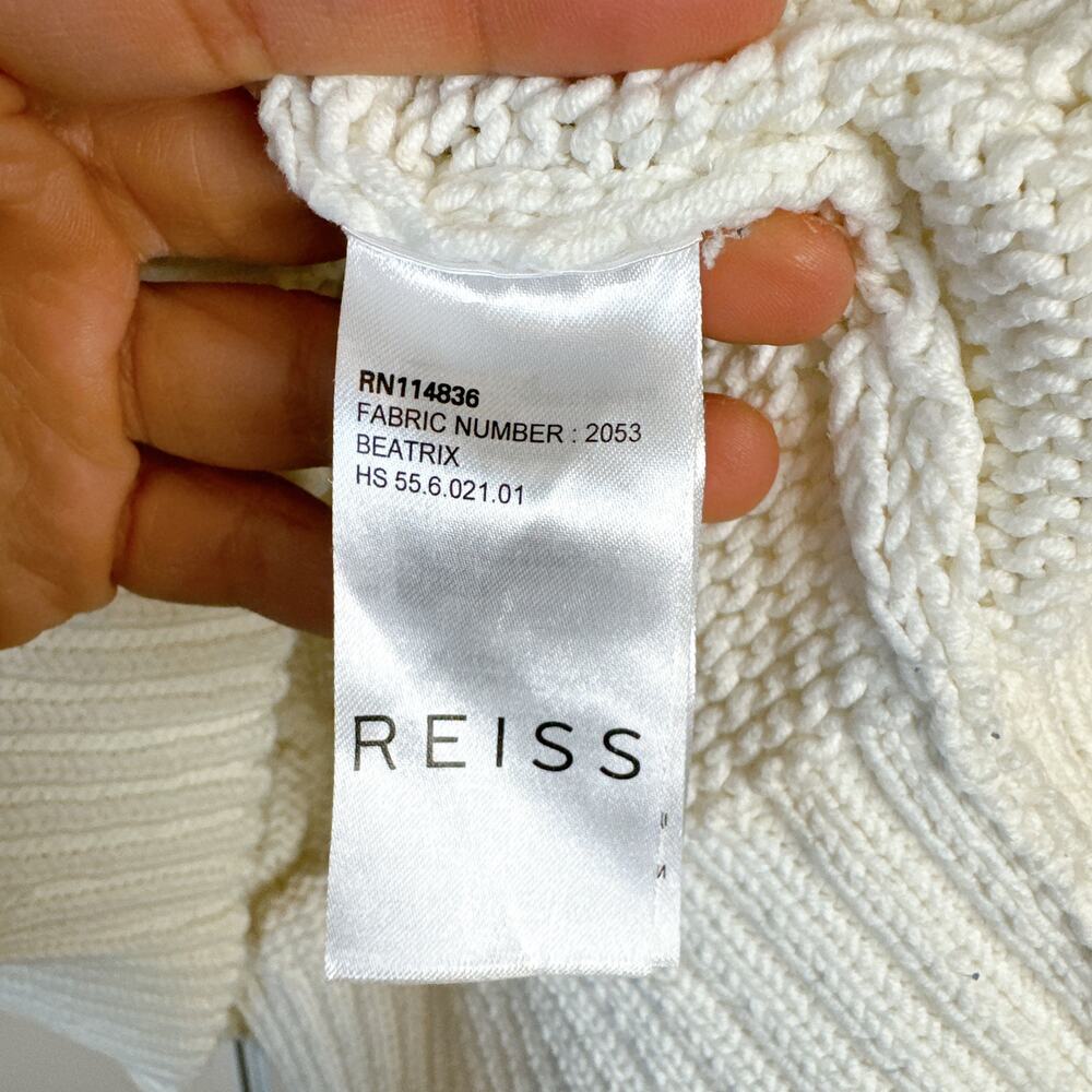 REISS Beatrix Long Sleeve Knit Mock Neck Pullover Sweater White | Small - Picture 6 of 11